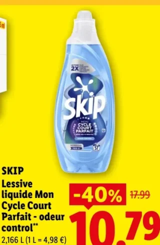 SKIP Lessive liquide Mon Cycle Court Parfait - odeur control