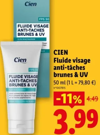 CIEN Fluide visage anti-tâches brunes & UV