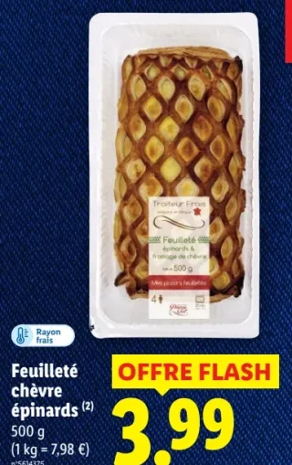 Feuilleté chèvre épinards