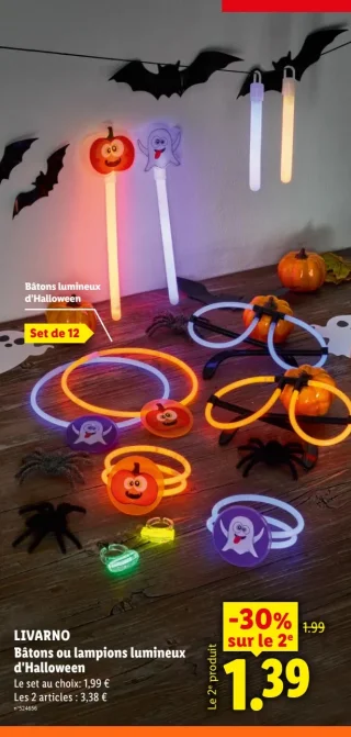LIVARNO Bâtons ou lampions lumineux d'Halloween