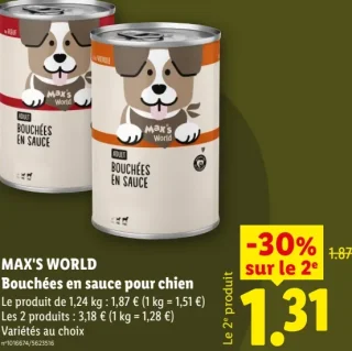 MAX'S WORLD Bouchées en sauce pour chien