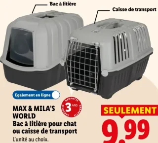 MAX & MILA'S WORLD Bac à litière pour chat ou caisse de transport