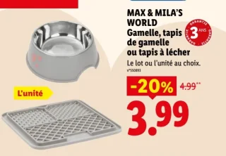 MAX & MILA'S WORLD Gamelle, tapis de gamelle ou tapis à lécher