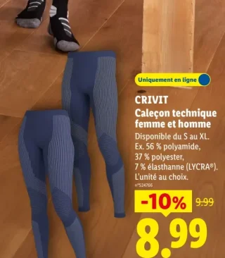 CRIVIT Caleçon technique femme et homme