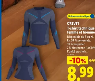 CRIVIT T-shirt technique femme et homme