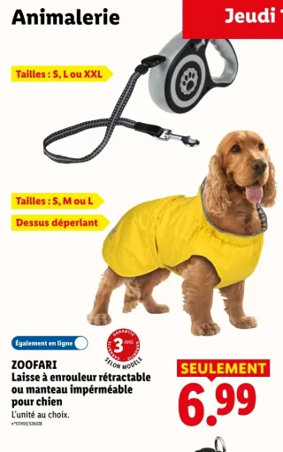 ZOOFARI Laisse à enrouleur rétractable ou manteau imperméable pour chien