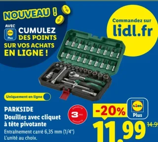 PARKSIDE Douilles avec cliquet à tête pivotante