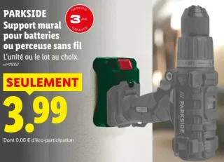 PARKSIDE Support mural pour batteries ou perceuse sans fil