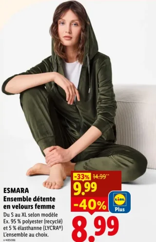 ESMARA Ensemble détente en velours femme