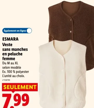 ESMARA Veste sans manches en peluche femme