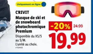 CRIVIT Maske de ski et de snowboard photochromique Premium