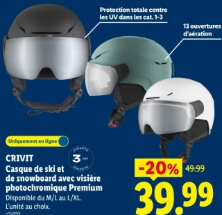 CRIVIT Casque de ski et de snowboard avec visière photochromique Premium