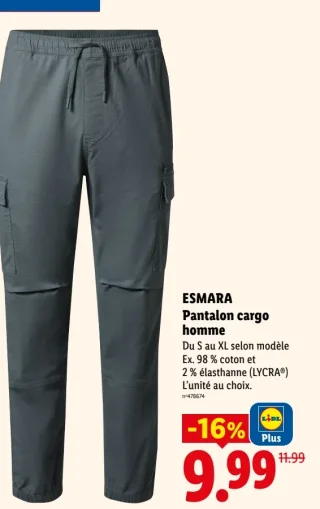 ESMARA Pantalon cargo homme