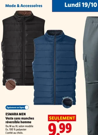 ESMARA MEN Veste sans manches réversible homme