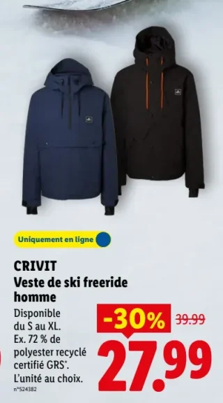 CRIVIT Veste de ski freeride homme
