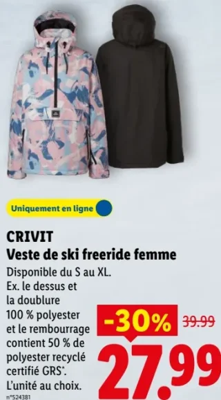 CRIVIT Veste de ski freeride femme