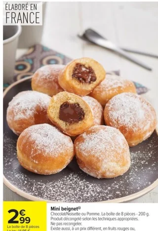 Mini beignets Chocolat/Noisette ou Pomme