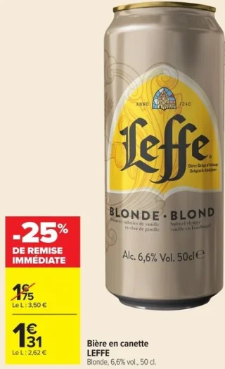 Bière en canette LEFFE Blonde