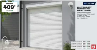 VOLET ROULANT MOTORISÉ ALU BLANC 215X180 GEOM
