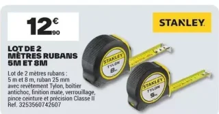 Lot de 2 mètres rubans Stanley Tylon 5m et 8m