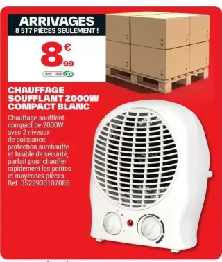 Chauffage Soufflant 2000W Compact Blanc