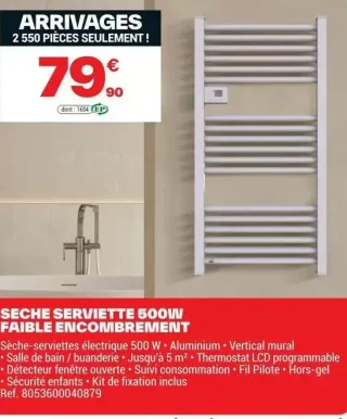 Sèche-serviettes 500W Faible Encombrement