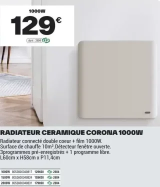Radiateur Céramique Corona 1000W