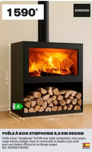 POÊLE À BOIS SYMPHONIE 8,9 KW DESIGN