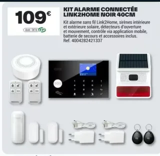 Kit alarme connectée Link2Home noir 40cm