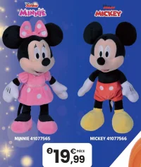 Disney Peluche Minnie ou Mickey 25 cm