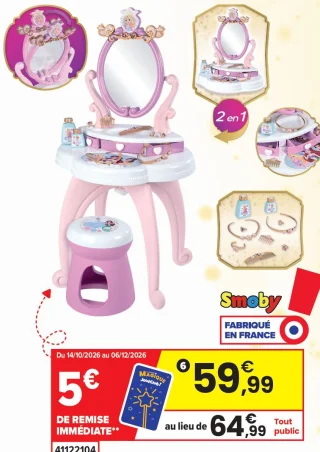 Coiffeuse 2-en-1 Smoby Disney Princess
