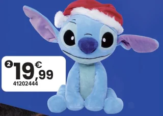 Peluche Stitch avec chapeau de Noël Disney