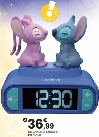 Réveil veilleuse Stitch et Angel Lexibook