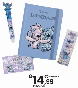 Carnet autocollants et stylo Stitch et Angel Disney
