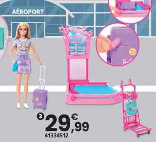 Poupée et tapis arrivée bagage Barbie