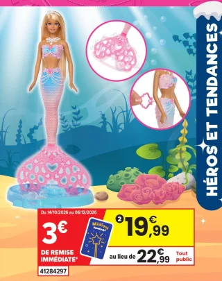 Poupée Sirène Bulles Magiques Barbie