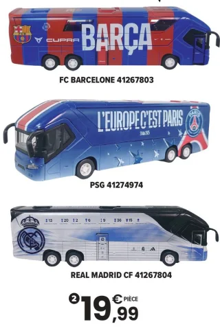 Bus FC Barcelone, PSG ou Real Madrid