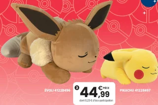 Peluche Pokémon endormi Évoli / Pikachu