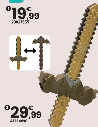 Épée pioche 2 en 1 Minecraft
