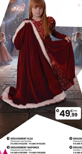 Déguisement robe en velours rouge