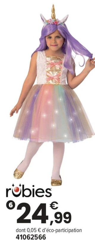 Déguisement Licorne lumineuse 5-7 ans Rubies