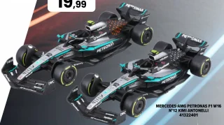 Pack de 2 voitures de course F1 Mercedes-AMG Petronas W16 N°12 Kimi Antonelli Bburago