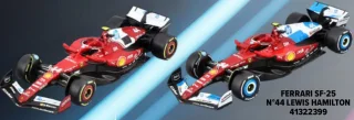 Pack de 2 voitures de course F1 Ferrari SF-25 N°44 Lewis Hamilton Bburago