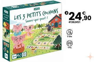 Jeu de société Les 3 Petits Cochons : Sauve-qui-peut ! Sassi