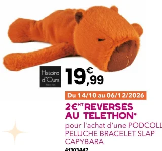 Peluche bracelet slap Capybara Histoire d'Ours