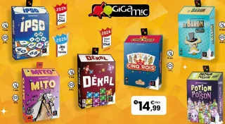 Jeu ludique Gigamic (Ipso, Mito, Dékal, Les Cinq Rois, Le Baron, Potion ou Poison)