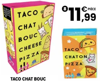 Jeu de cartes Taco Chat Bouc Cheese Pizza / Taco Chaton Pizza