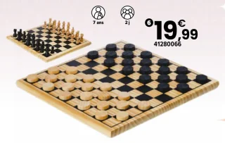 Dames et échecs en bois