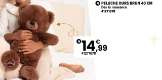 Peluche ours brun 40 cm