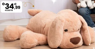 Peluche chien couché 76 cm